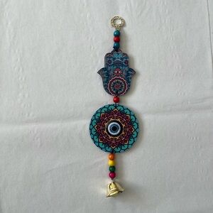 Colorful Hamsa Wall Hanging with Bell